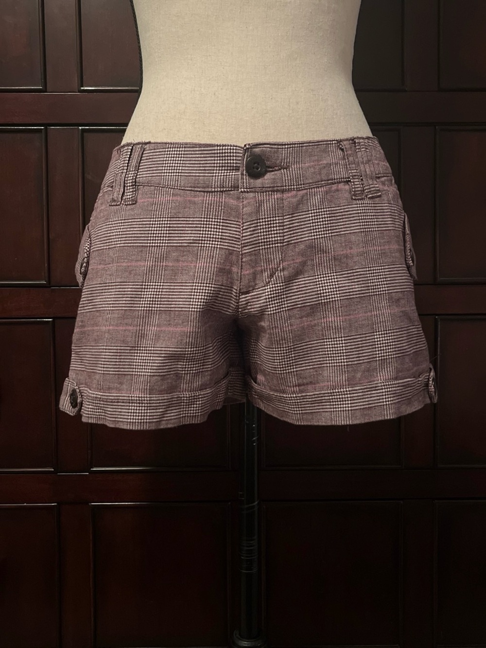 Billabong Plaid Pink and Gray Women's Shorts